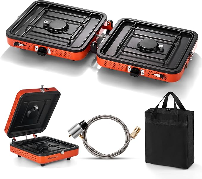 Odoland Portable 2 Burner Camping Stove Propane 17000 BTU/h Gas Stove by Odoland
