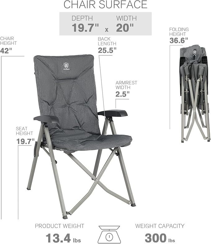 EVER ADVANCED Folding Camping Recliner Chair Fully Padded - Image 3
