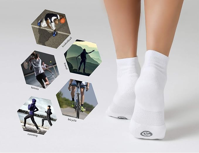 CS CELERSPORT 6 Pairs Women's Running Ankle Socks Athletic Sport Socks Cushioned - Image 6