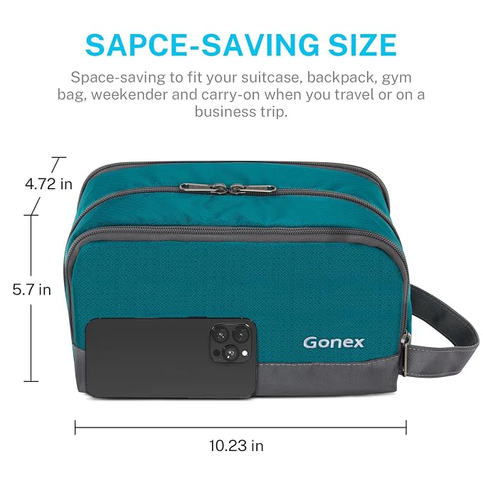 Gonex Travel Toiletry Bag Nylon, Dopp Kit Shaving Bag Toiletry Organizer - Image 2