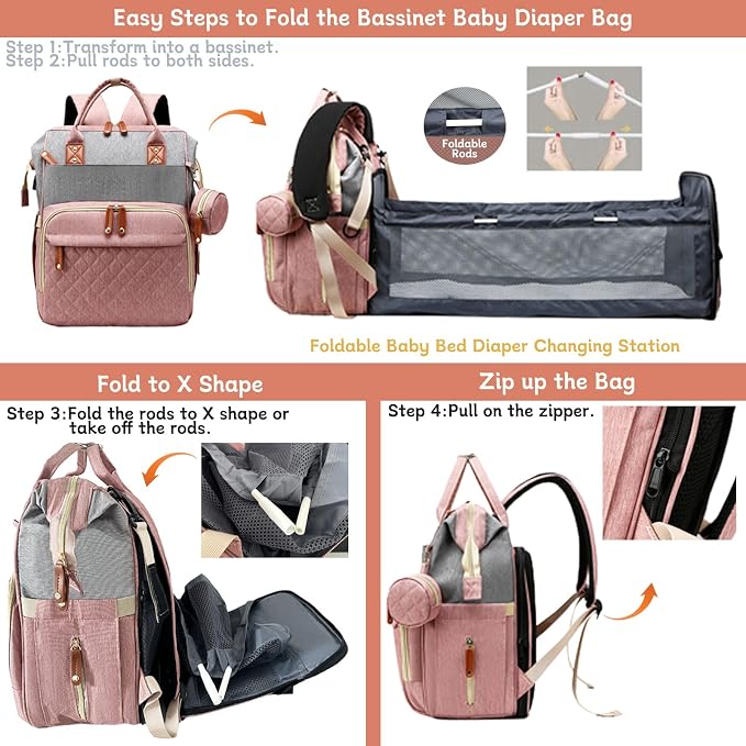 Diaper Bag with Changing Station, Waterproof 3 in 1 Baby Diaper Backpack with - Image 8