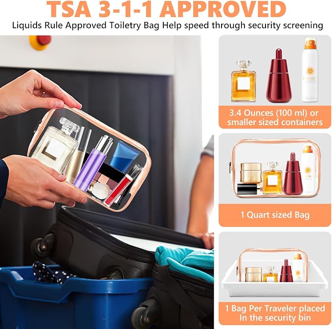 AURUZA 4 Pack Clear Toiletry Bag, Portable Travel Makeup Bags - Image 3