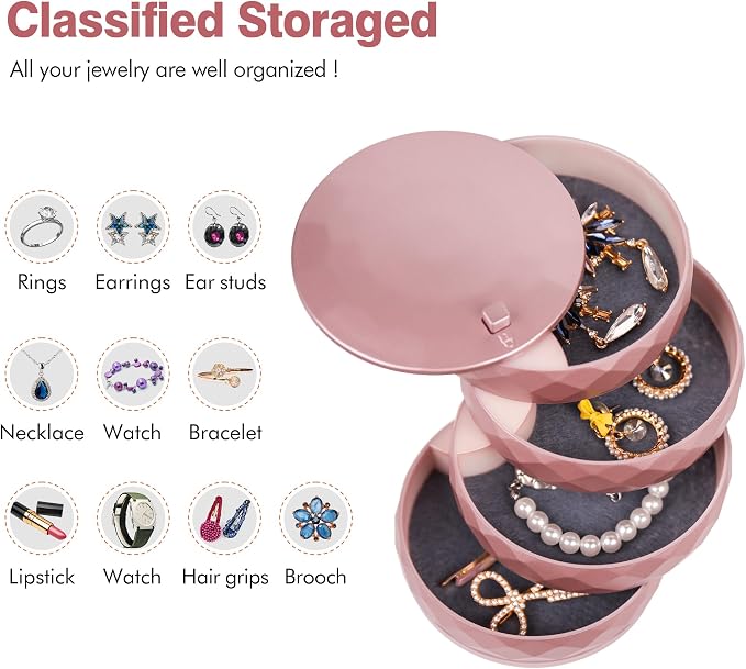 CONBOLA Travel Jewelry Case Box, Small Jewelry Organizer Earring Holder - Image 4