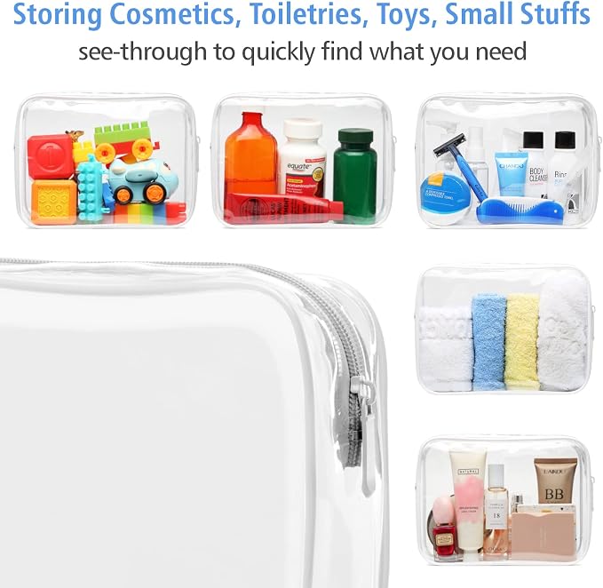 PACKISM Clear Makeup Bags, 4 Pack Quart Size Travel Bag TSA Approved Clear - Image 8