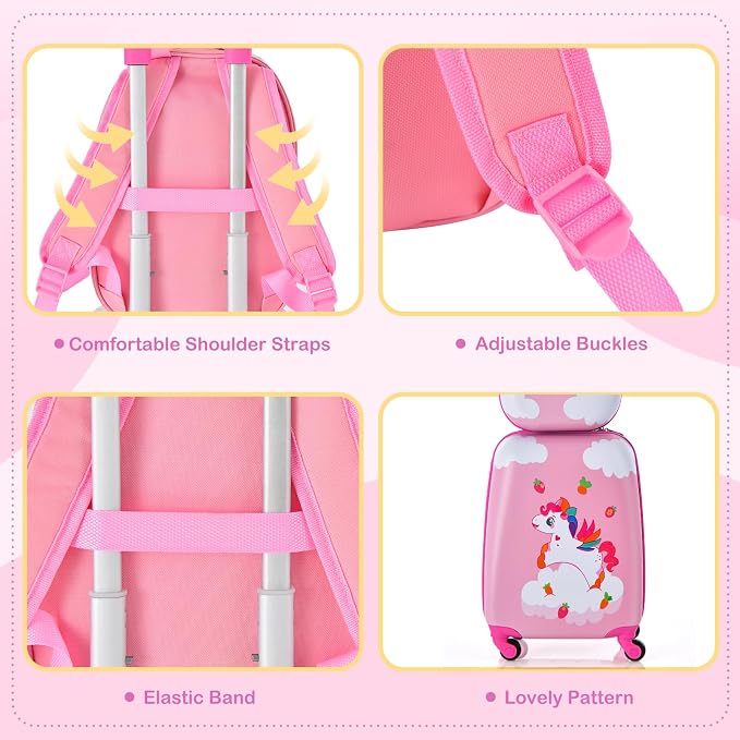 HONEY JOY Kids Luggage, Lightweight Toddler Girls Suitcase, Durable ABS - Image 5