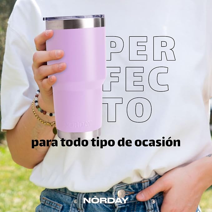 NORDAY | Tumbler with Lid - 30oz - Light Purple Insulated Tumbler - Stainless - Image 5