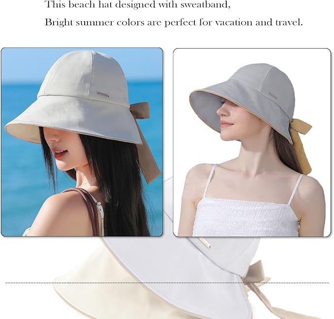 Wide Brim Hats for Woman Foldable Hats Sun Hats for Women uv Protection Bowknot - Image 8