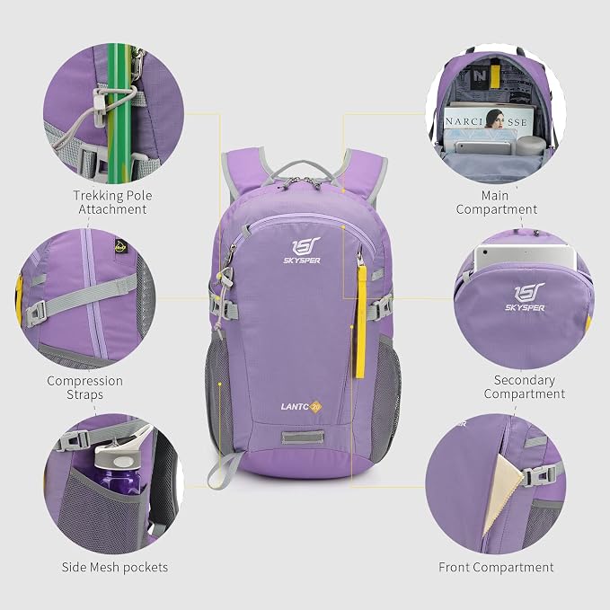 SKYSPER Small Hiking Backpack, 20L Lightweight Travel Backpacks Hiking Daypack - Image 4