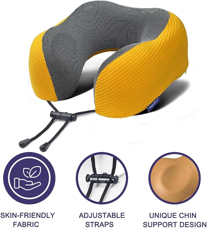 napfun Neck Pillow for Traveling, Upgraded Travel Neck Pillow for Airplane 100% - Image 3