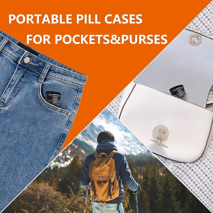 2 Sets Small Pill Box, Portable Daily Box, Aluminium Alloy Round Container - Image 3