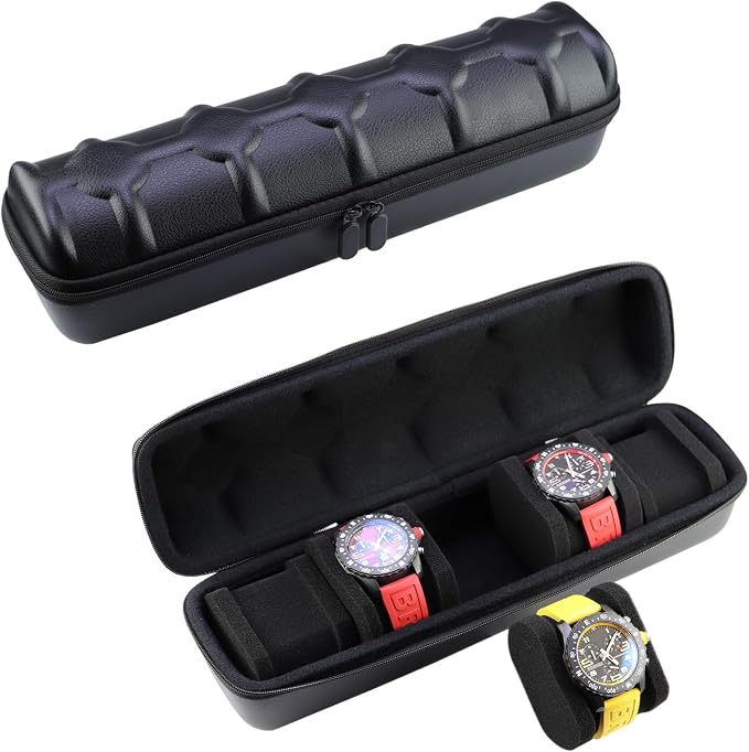 Juntan 5 Slots Hard Watch Travel Case, Portable PU Leather Zipper Storage - Image 8