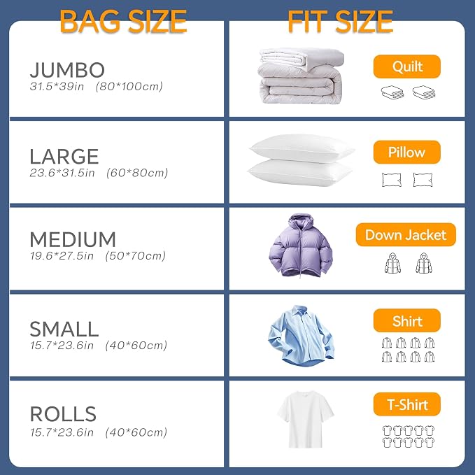Vacuum Seal Bags for Clothing, 22 Pack Vacuum Storage Bags for Clothes - Image 5