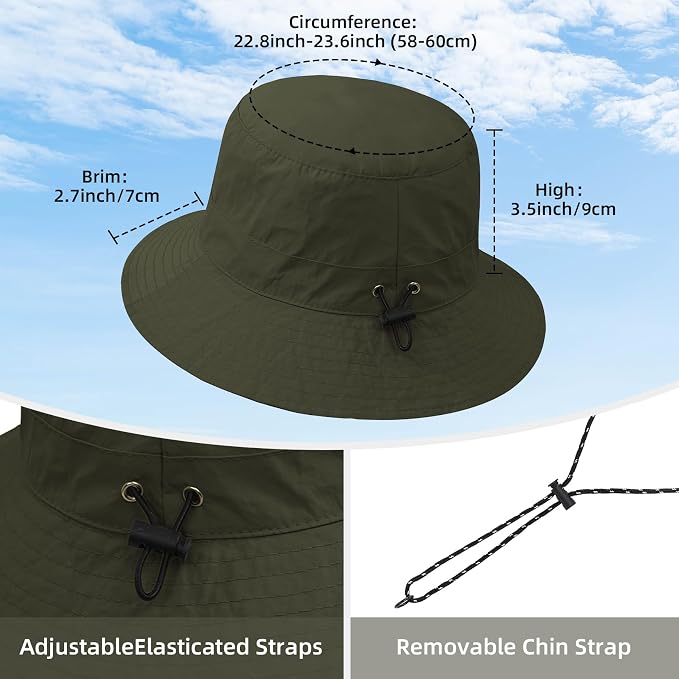 Durio Waterproof Bucket Hats for Woman UPF 50+ Sun Hat UV Protection Packable - Image 3