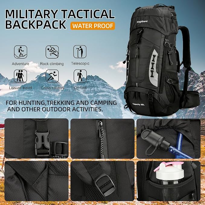 King'sGuard 60L Hiking Backpack Lightweight Camping Backpack - Image 6