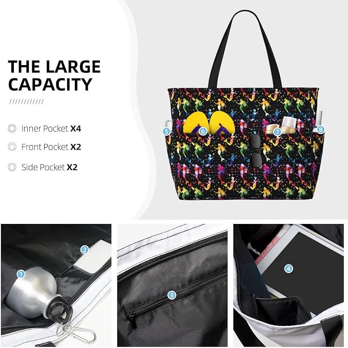Beach Bag for Women Beach Tote Bag Waterproof Sandproof Large Bags - Image 3