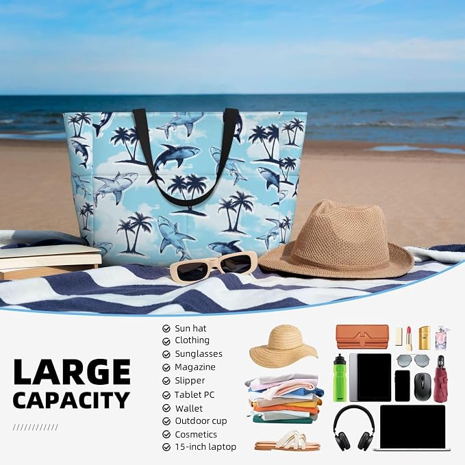 Beach Bag for Women Beach Tote Bag Waterproof Sandproof Large Bags - Image 5
