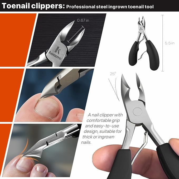 Konovo Toenail Clippers for Seniors Thick Toenails, Toe Nail Clippers Adult - Image 2