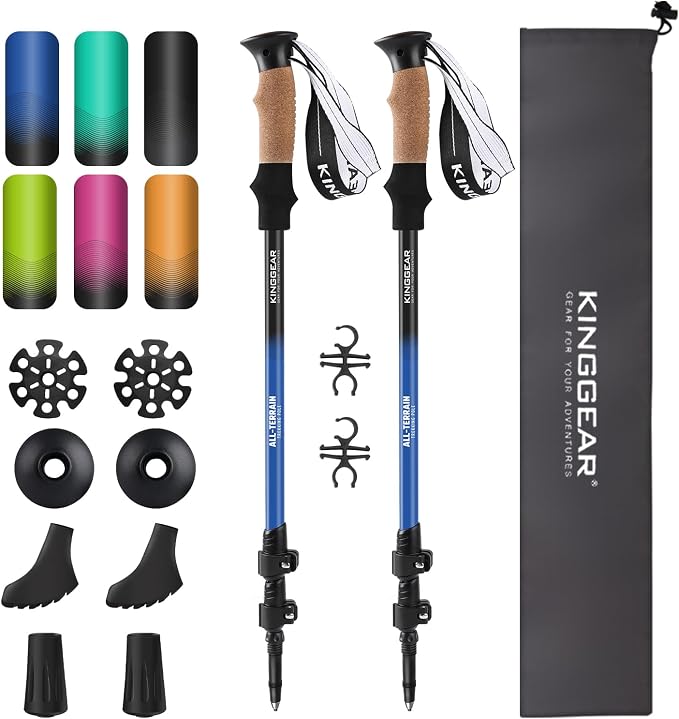 KINGGEAR Nordic Walking Stick, TP1 Hiking Poles Retractable Lightweight 7075 by KINGGEAR