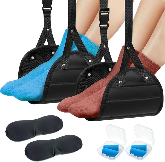 2 Pack Foot Hammock for Plane Travel, Portable Airplane Foot Rest Leg Hammock by Unknown