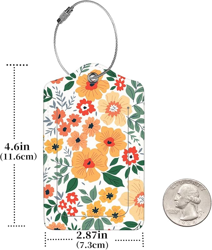 2 Pcs Luggage Tags for Suitcase, Cute Unique PU Leather Travel Bag Tag - Image 2
