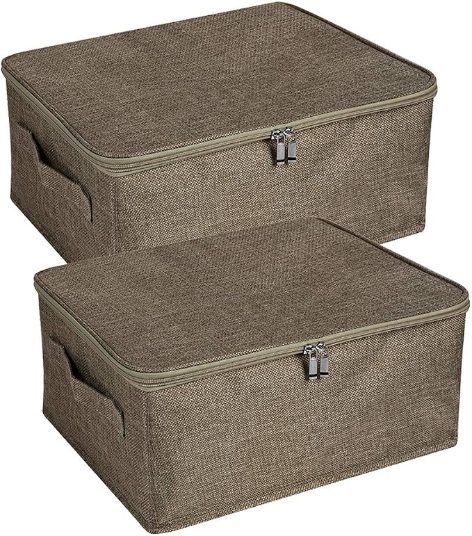 ANMINY 2PCS Storage Bins with Zipper Lids 13 Qt Lidded Fabric Storage Boxes by ANMINY