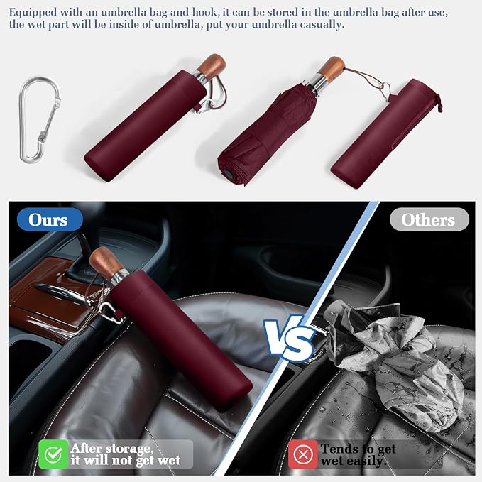 3T Wind Armor Travel Umbrella Compact Easy Auto Open Close Folding Umbrellas - Image 6