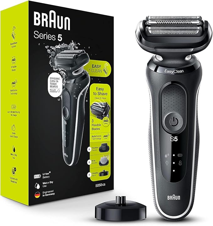 Braun Electric Razor for Men, Waterproof Foil Shaver, Series 5 5050cs, Wet & by Braun