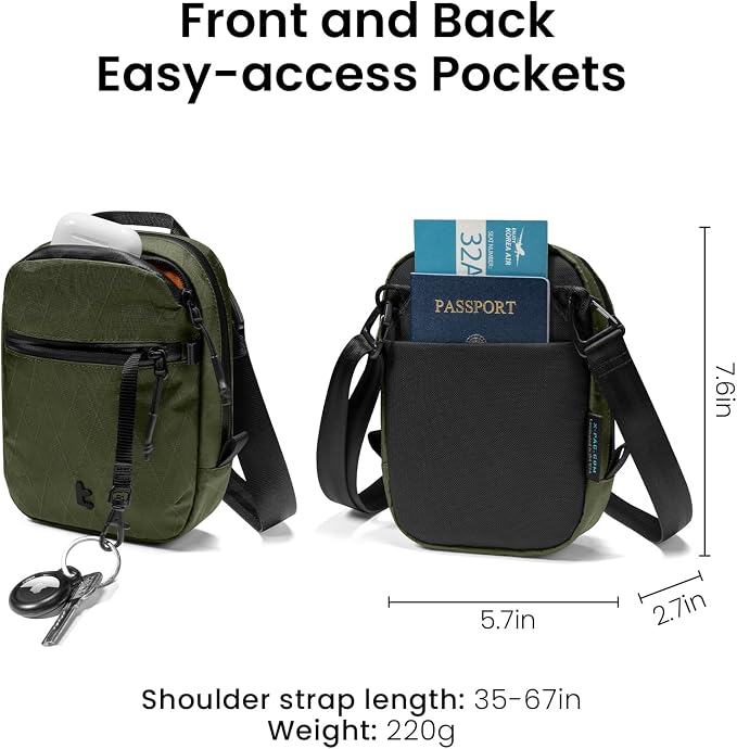 tomtoc Aviator-T37 X-Pac Travel Crossbody RFID Blocking Bag, Holds 4-6 Passports - Image 6