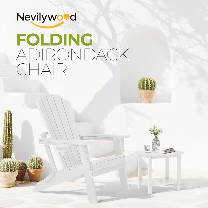 Folding Adirondack Chair, Ergonomic Extended Backrest, HDPE All-Weather - Image 4