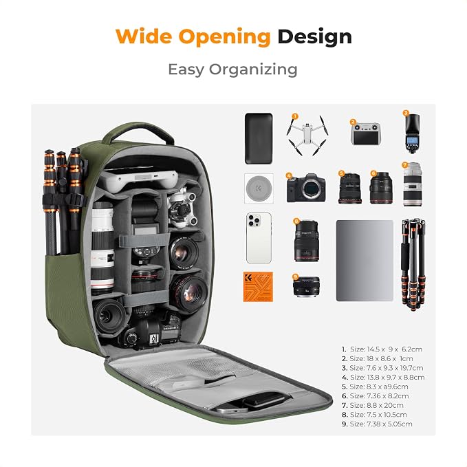 K&F Concept Camera Backpack, Hardshell Photography DSLR Camera Bag - Image 2