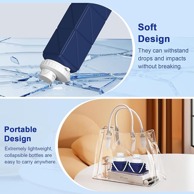 Collapsible Water Bottles 20.6oz Silicone Foldable Leakproof BPA Free Reusable - Image 4
