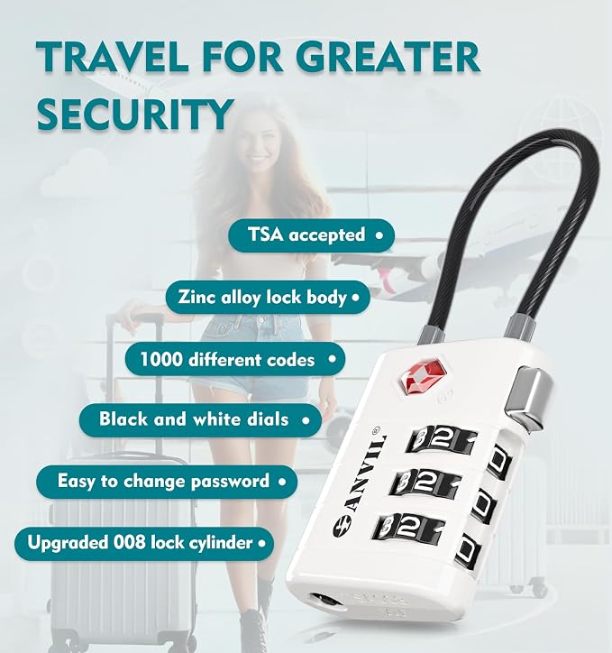 ANVIL TSA Approved Luggage Locks – High Security TSA008 Combination Travel Locks - Image 5