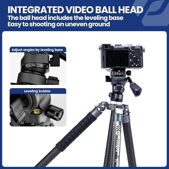 Fotopro Carbon Fiber Tripod 2.3lbs Ultralight 62 Inch Portable Travel Video - Image 4