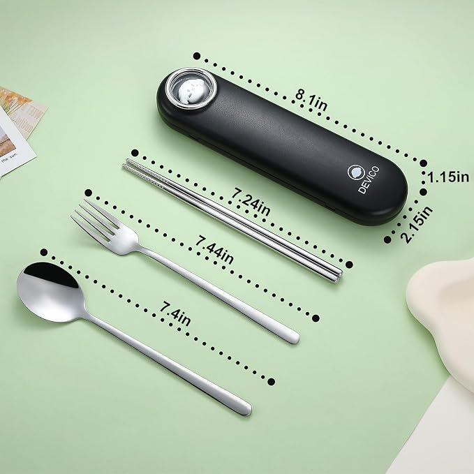 DEVICO Travel Utensils with Case Cute, Reusable Silverware - Image 6