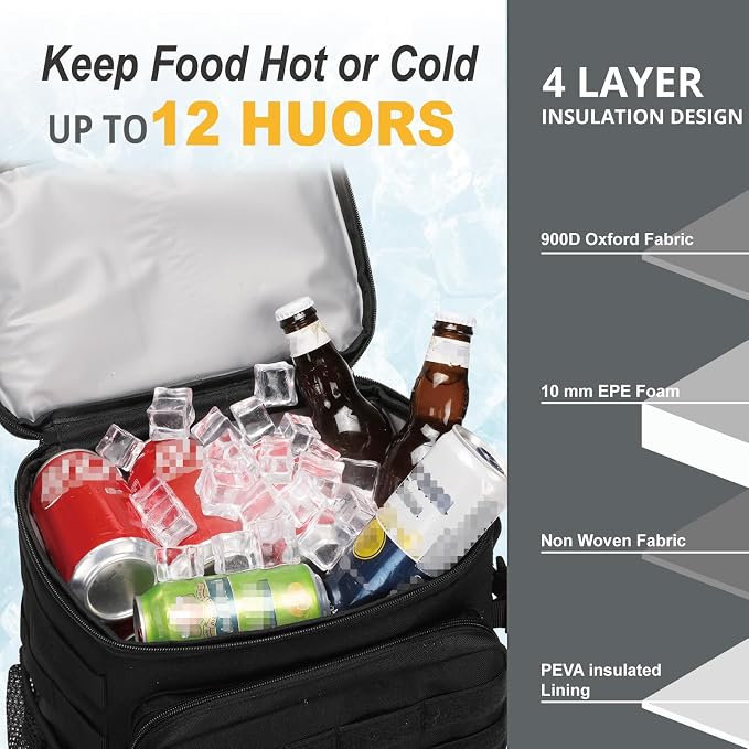 Tactical Backpack Cooler, Soft Lightweight Leakproof Cooler Backpack, Insulated - Image 3