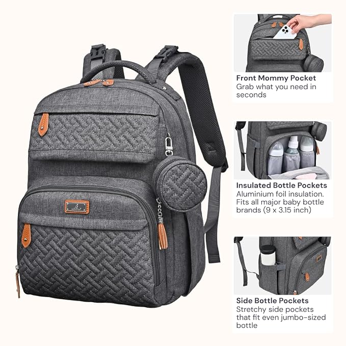 BabbleRoo Diaper Bag Backpack, Travel Backpack - Image 5