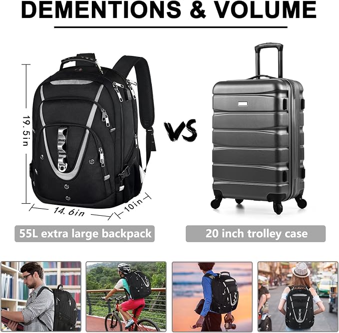18.4 Laptop Backpack for Men, 55L-60L Extra Large Gaming Laptops Backpack - Image 5