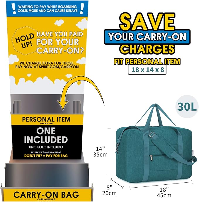 For Spirit Airlines Personal Item Bag 18x14x8 Foldable Travel Duffel Bag - Image 2