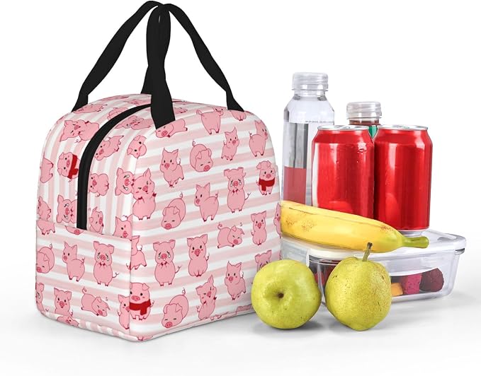 Pink Pig Lunch Box Animal Lunch Bag Insulated Reusable Lunch Tote Bag Cooler - Image 4