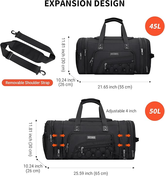 WITZMAN Duffle Bag for Men Nylon Large Gym Weekender Bag - Image 3