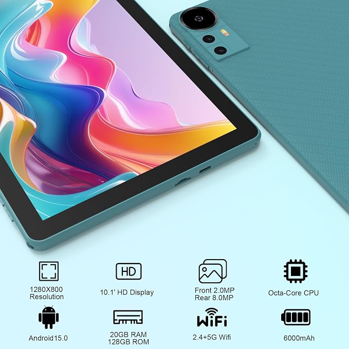Android 15 Tablet 10 Inch, 20GB RAM+128GB ROM/ 2TB Expandable, 2.0GHz Quad-core - Image 3