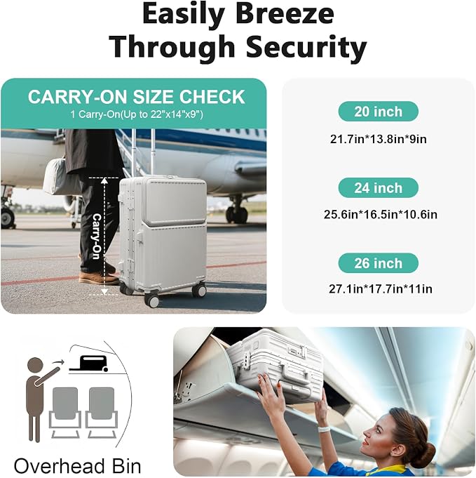 Hard Shell Luggage 20 Inch Travel Luggage, Carry-On Luggage Spinner TSA - Image 6