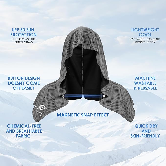 4 Pack Cooling Hoodie Towels for Neck and Face, UPF 50 Sun Protection & Instant - Image 2