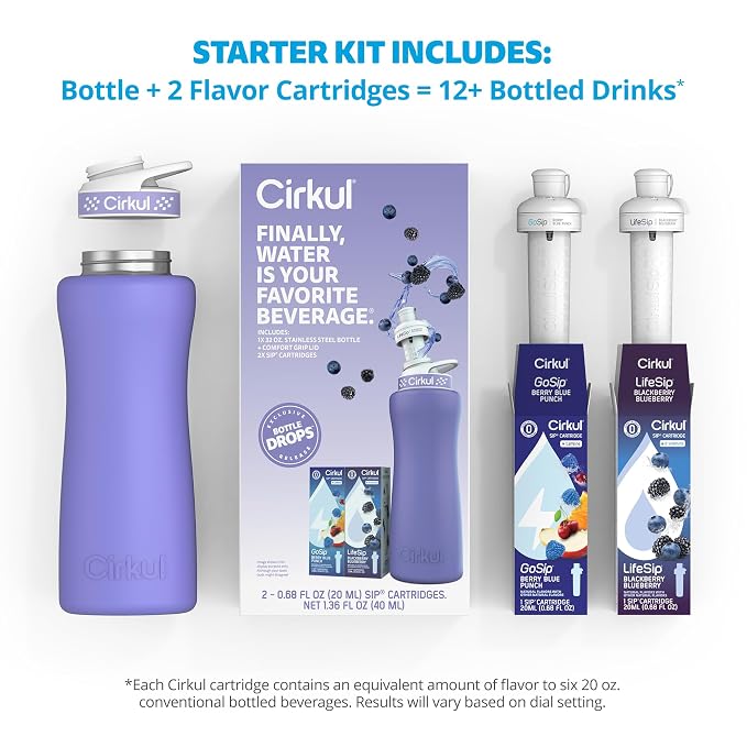 Cirkul 32oz. Matte Periwinkle Stainless Steel Water Bottle Starter Kit - Image 4
