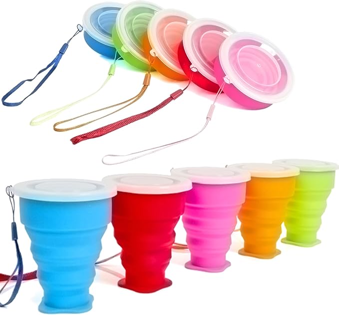 5 Pack Silicone Collapsible Cups by Stouge