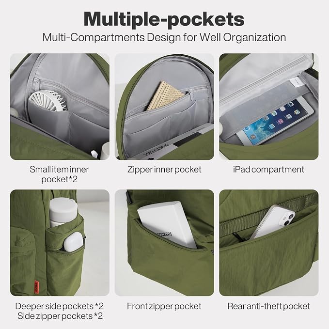 mixi Outdoor Lightweight Backpack Casual Carry On Laptop Backpack Travel Bookbag - Image 9