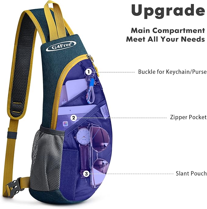 G4Free Sling Bag for Men Women, Small Crossbody Backpack Lightweight Chest - Image 2