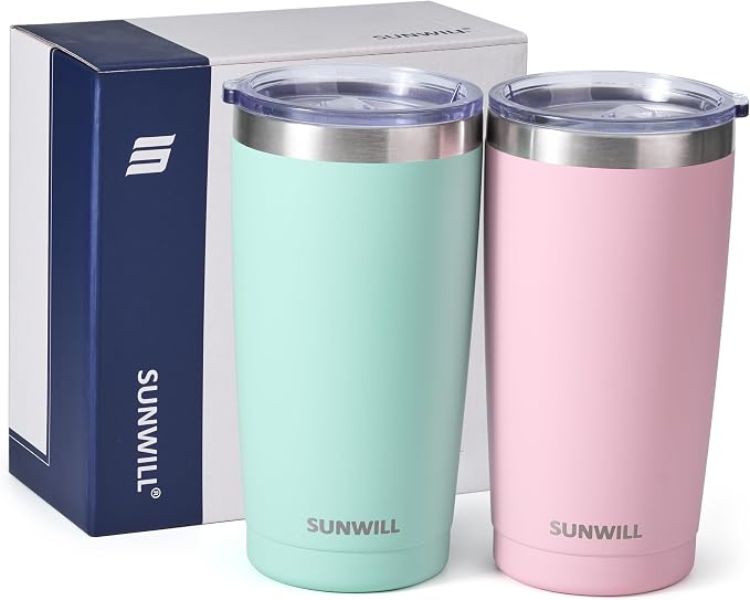 SUNWILL Travel Coffee Mug with Lid, 20 oz Tumbler Set of 2, Insulated Stainless - Image 4