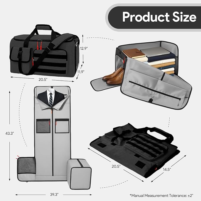 Garment Duffle Bags for Travel, HOMQUIET Convertible Garment Duffel Bag - Image 3
