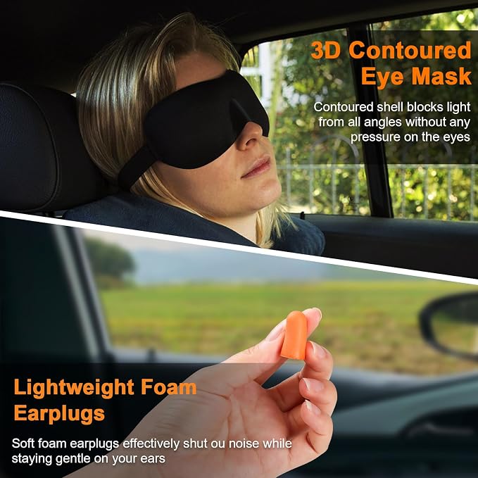 Travel Pillow - Hooded Neck Pillow Airplane Memory Foam Filling - Image 5